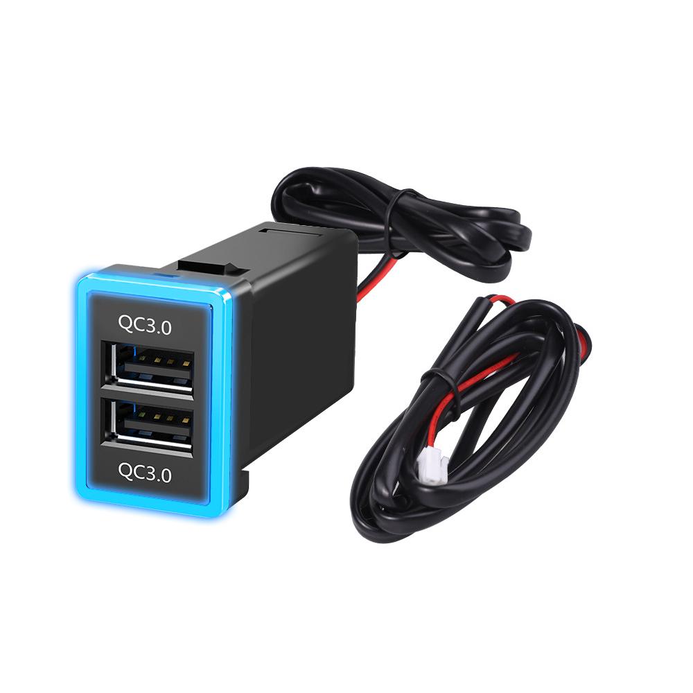 

Быстрая зарядка PD QC3.0 с двумя разъемами USB, зарядное устройство для телефона, светодиодный дисплей, быстрая зарядка, адаптер питания типа C 33x23 мм 12-24 В для Toyota