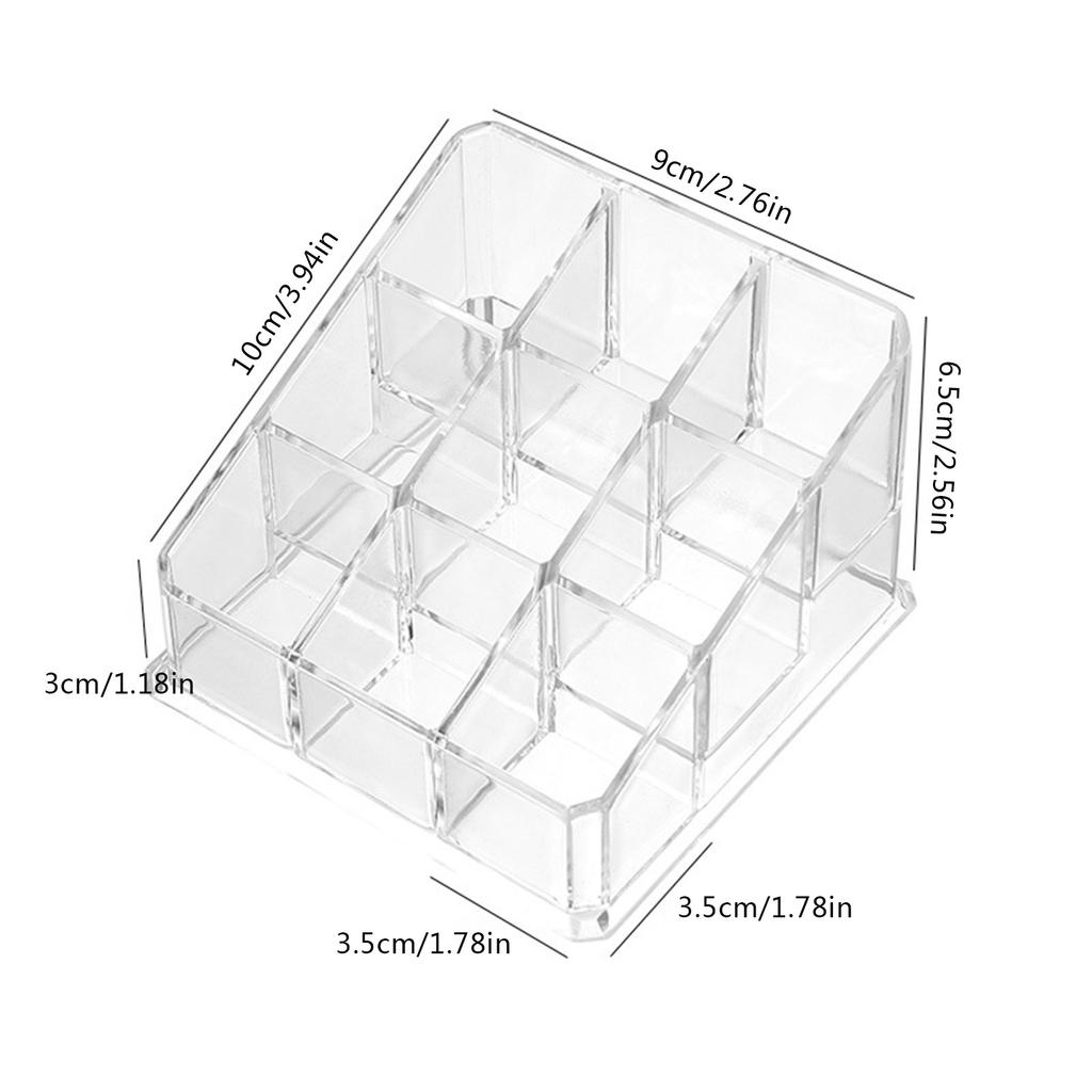 Clear 9/24/36/40 Grids Acrylic Makeup Organizer Lipstick Holder Display Rack Case Cosmetic Nail Polish Make Up Organiser Tool