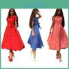 Elegante Abito Lungo da Donna con Opzioni Colorate in Tessuto Misto Cotone per l'Estate