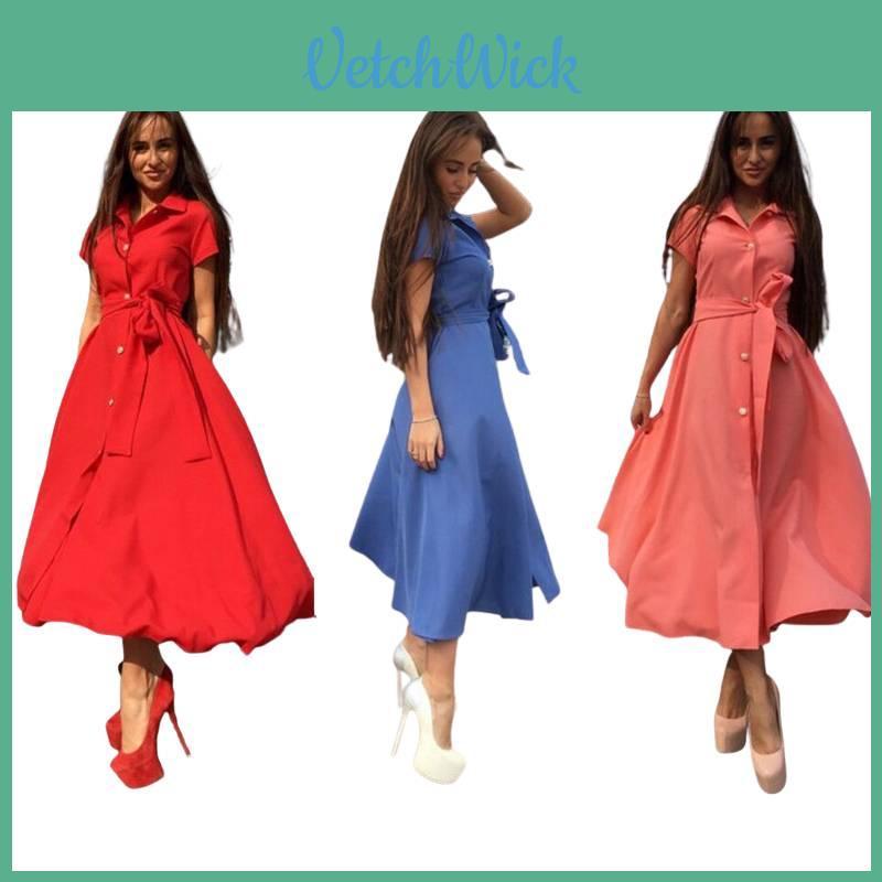 Elegante Abito Lungo da Donna con Opzioni Colorate in Tessuto Misto Cotone per l'Estate