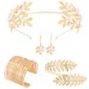 Pente de Cabelo Dourado Folhas Douradas para Noiva Pulseira de Braço Coroa de Folhas de Louro Conjunto de Joias de Deusa Festa Temática