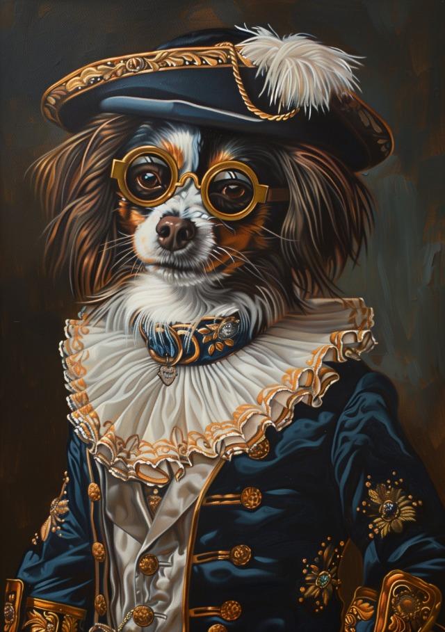 Premium Vintage Royal Animal Pet Portrait Posters and Prints Canvas Printing Wall Art Picture for Living Room Home Decor Gifts