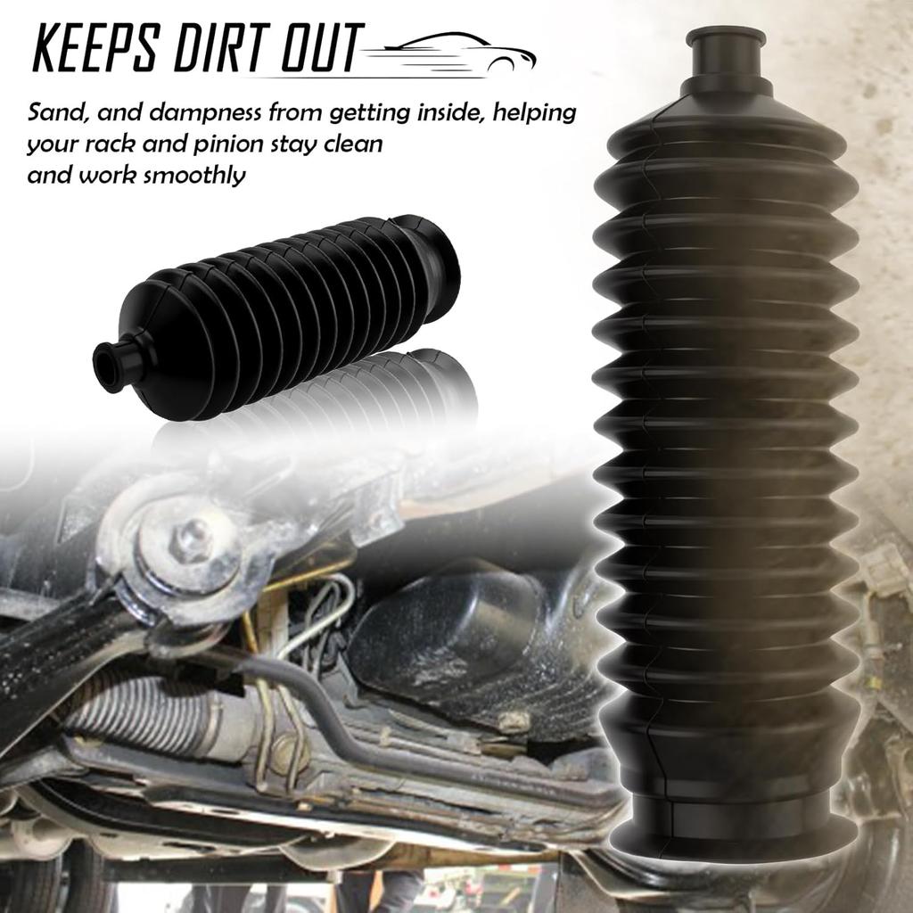 2PCS Inner Tie Rod Boot Kit With Zip Ties & Clamps,Thickened Silicone Rack And Pinion Boot For Steering Components,Durable Anti-Dust Steering Rack