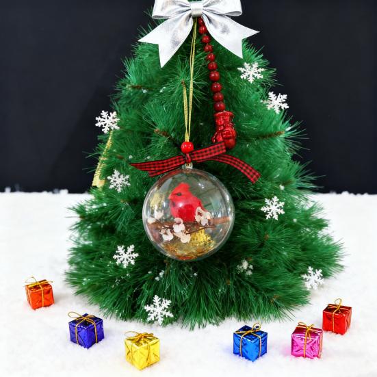 Nature's Birds Ball Ornament 3D Animal Clear Plastic Ball Decoration Christmas Tree Memorial Gift for Bird Lovers