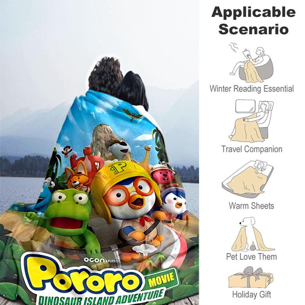 1pc Pororo Adventure Outdoor Blanket Lightweight Flannel, Soft & Warm, All-Season Use for Sofa, Outdoor, Camping, Living Room, Office065