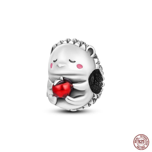 New 925 Sterling Silver Red Color Series Heart Shape Charms Beads Lucky Jewelry Gifts