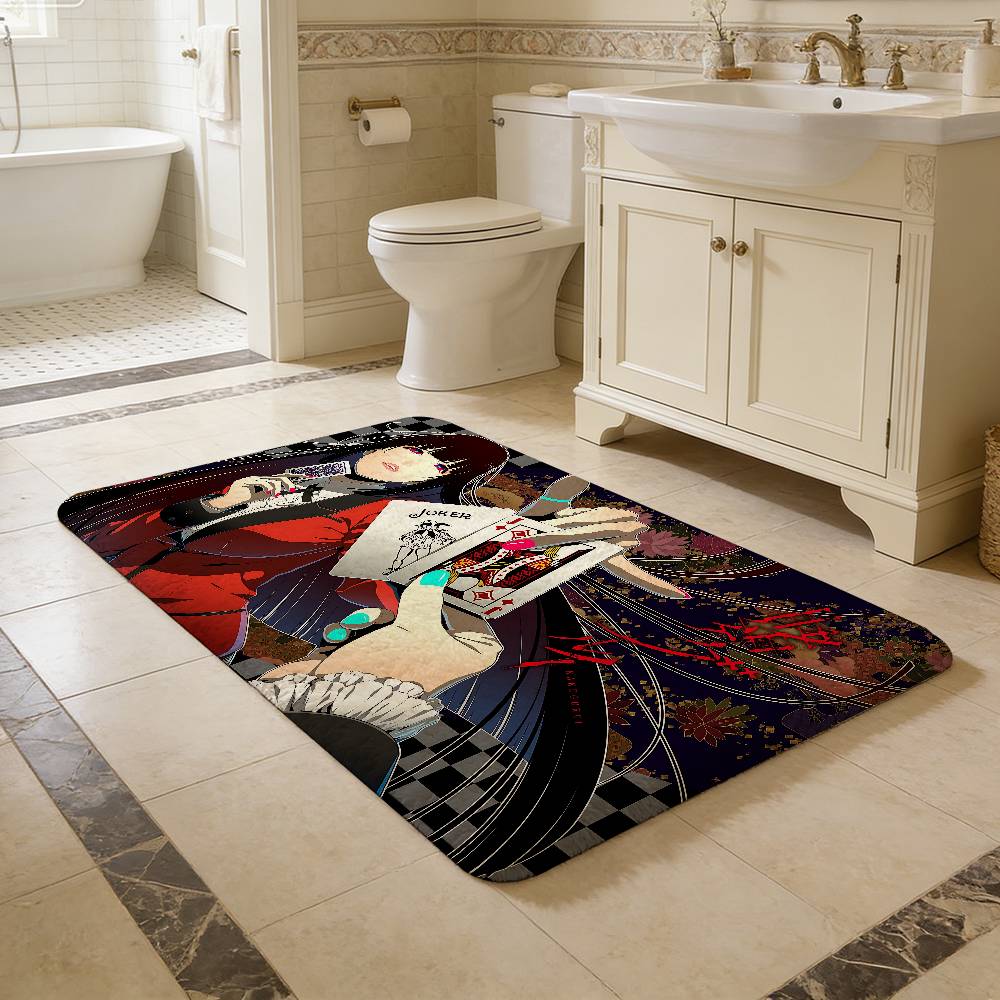 Popular Anime K-kakegurui Girls Floor Mat Rectangle Anti-slip Home Soft Badmat Front Door Indoor Outdoor Mat Welcome Doormat