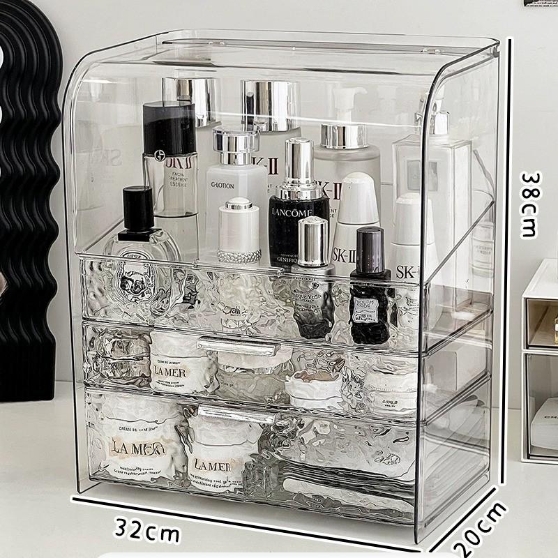 Large Capacity Dustproof Cosmetic Storage Box for Skincare, Lipstick, and Masks