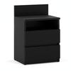 Black Bedside Table 40cm 2 Drawers Shelf Bedroom Furniture