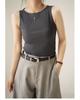 Summer new threaded versatile vest slim-fitting sleeveless tight top slimming one-word collar top trendy