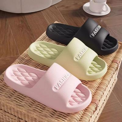 Non-Slip Summer Home Slippers for Couples  Indoor  Outdoor Use  Breathable  Comfortable  Letter Design