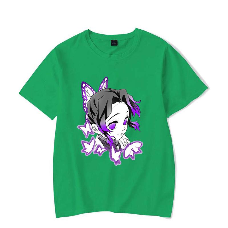 New Hot Anime Kochou Shinobu Print T Shirt Women Men Short Sleeve Tops Tees Summer Fashion Loose Casual T-shirt