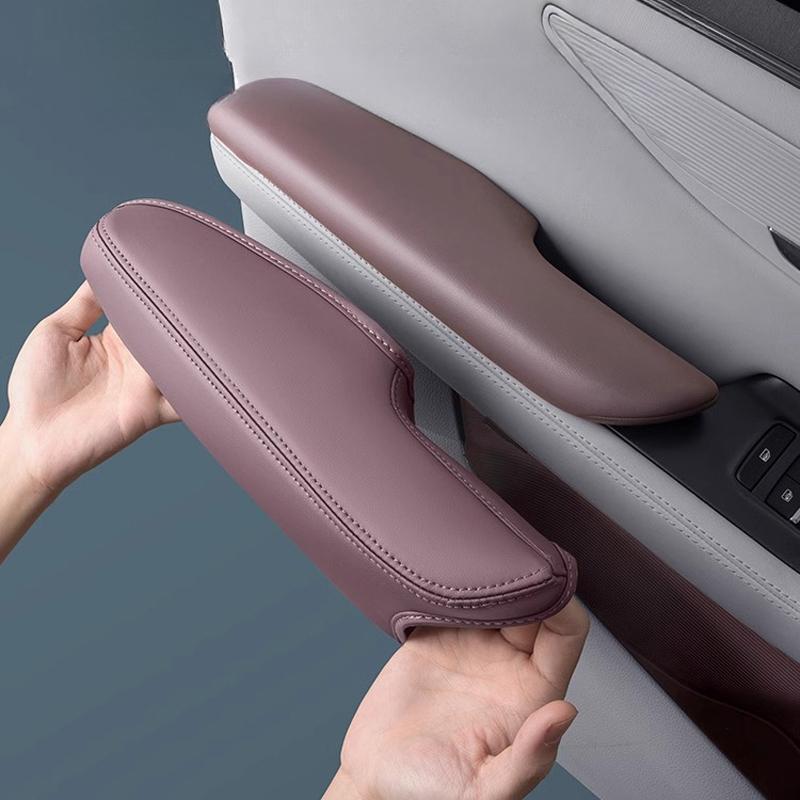 For BYD Song Plus Door Handle Covers Interior Leather Anti-Scratch Protectors Car Door Handle Gloves Armrest Box Cover