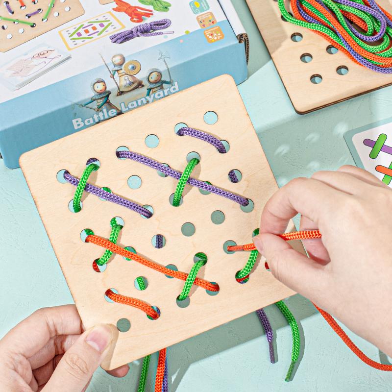 1 Set Children's Fun Montessori Learn Basic Life Skills Teaching Aid Clothes Threading Sewing Board Game Kids Educational Toys
