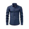 Mens Solid Color Textured Fabric Long Sleeve Button Down Shirt