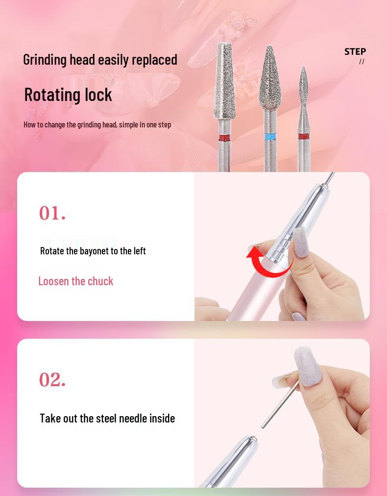Rechargeable 45,000 RPM Nail Grinder - Low Noise, Professional Cuticle Remover