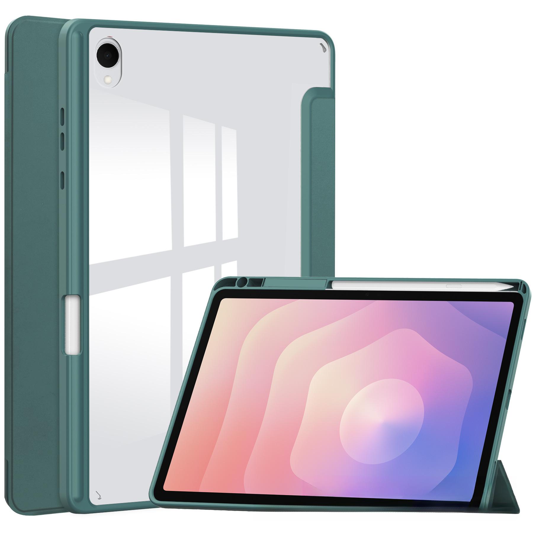 Tablet Case For Galaxy Tab S11 X730 X736B Acrylic Pen Slot Protective Case For Galaxy Tab S11 темно-зеленого