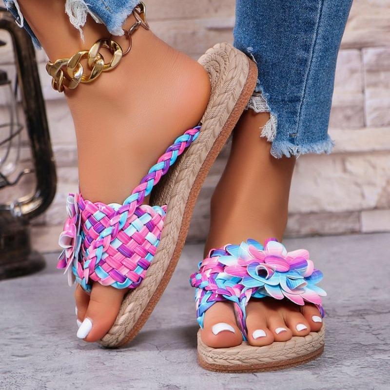 Fashion Hot Sale Shoes Female 2024 Summer New Colored Rope Braided Women's Slippers Casual Fashionable Vacation Ladies Beach Flip Flops
