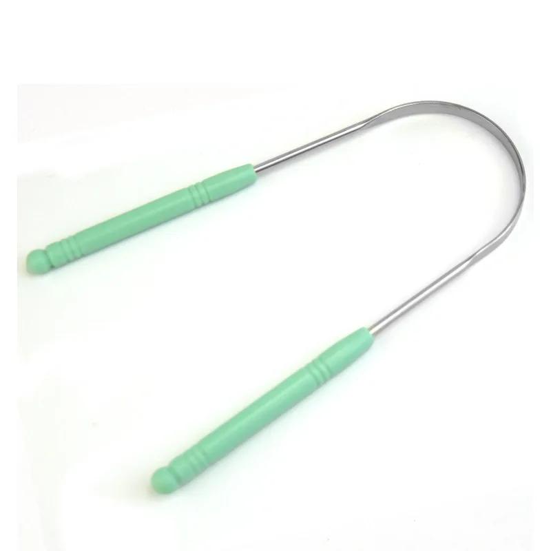 New Stainless Steel Tongue Scraper Fresh Breath Cleaning Coated Tongue Toothbrush Oral Hygiene U-Shaped Metal Tongue Scraper