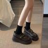 Muffin Platform Velcro Small Leather Shoes Women's 2025 Spring New Small Commuter Shoes British Style Loafers