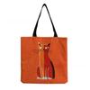 Women Vintage Linen Tote Bag - Large Capacity Cat Print Shoulder Handbag for Casual & Grocery Shopping KTB