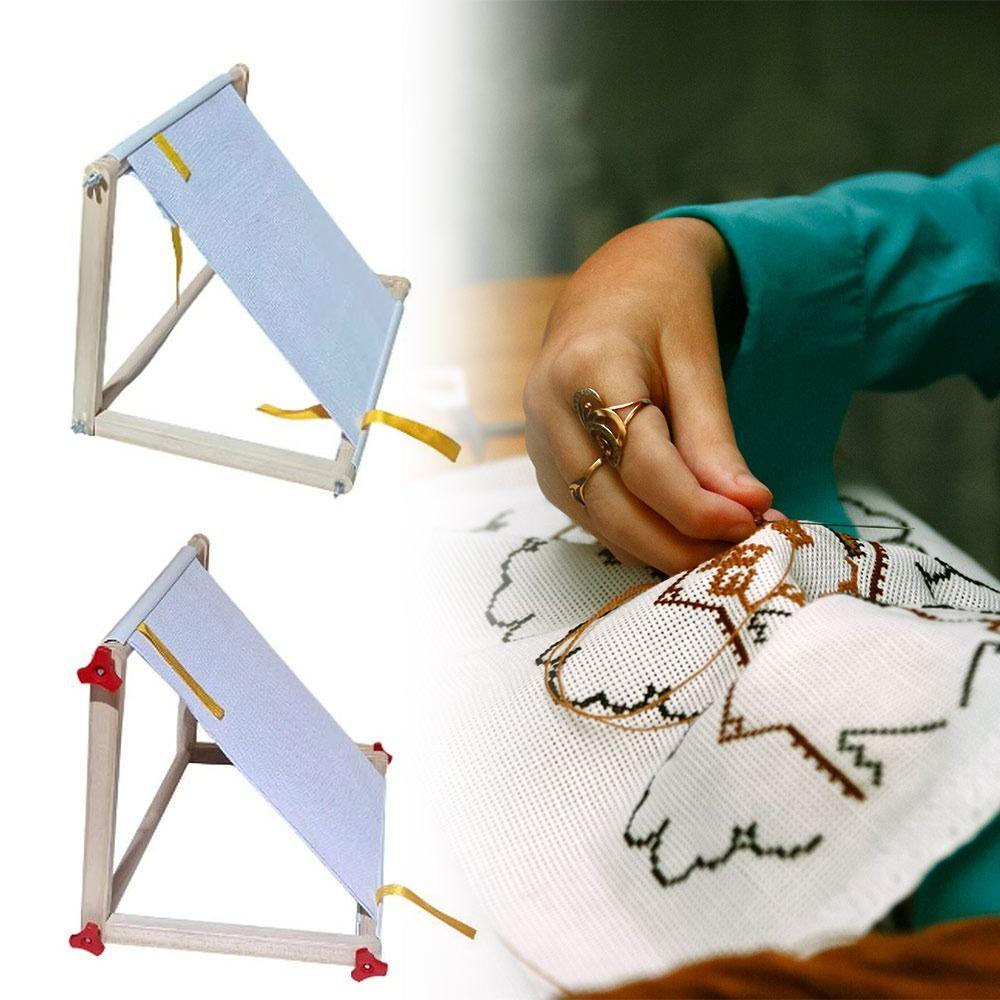 Wooden Cross Stitch Frame Stand Easy to Use DIY Crafting Support Multi-function Embroidery Artifact