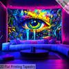 2D Trippy Eye Waterfall Tapestry Blacklight Fantasy Forest Backdrop Cloth for Bedroom