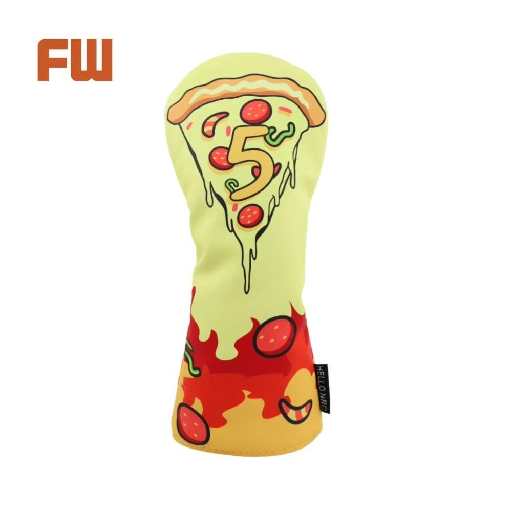 PU Leather Golf Club Protector Pizza Pattern Wood Headcover Golf Head Cover Hybrid UT