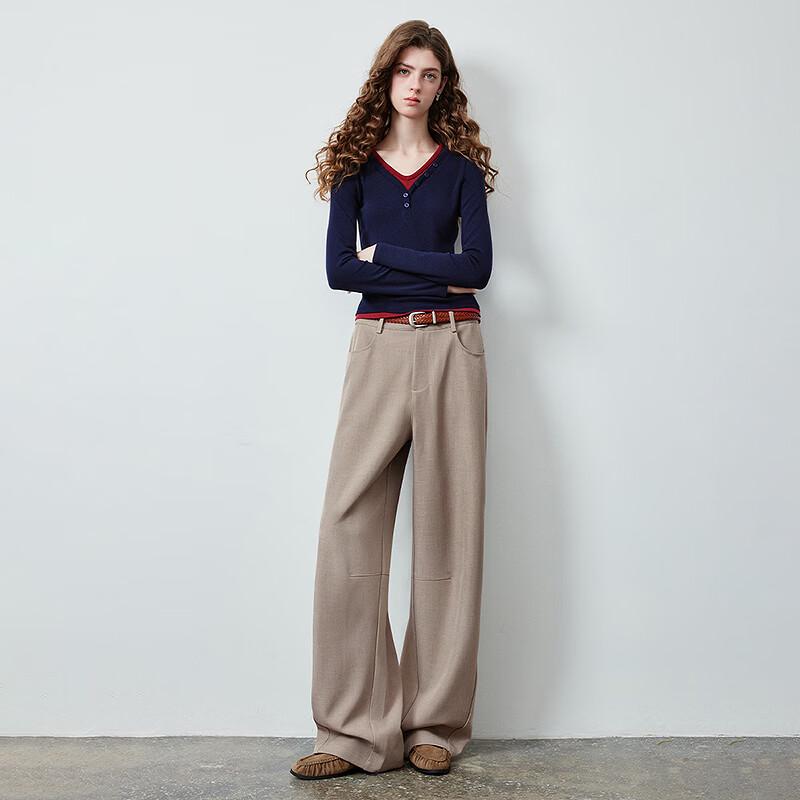 Women's Draped Wide-Leg Suit Pants