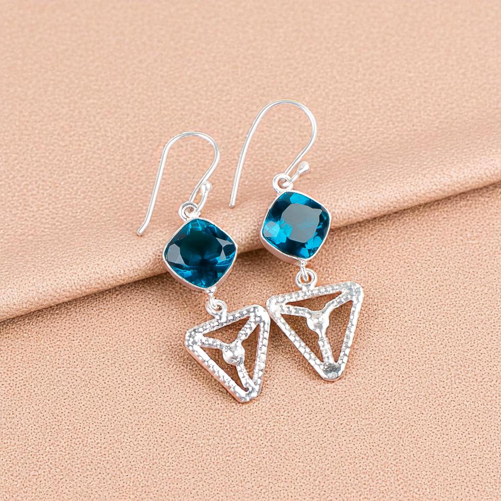 

Apatite Gemstone 925 Sterling Silver Jewelry Handmade Earrings 2.00 For Women EE-45-12