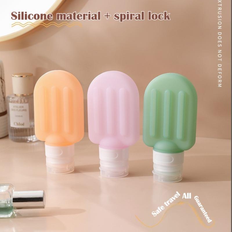 3Pcs Convenient Leakproof Travel Soft Silicone Squeeze Dispensing Bottle Set Portable for Shampoo Shower Gel Makeup and Lotion