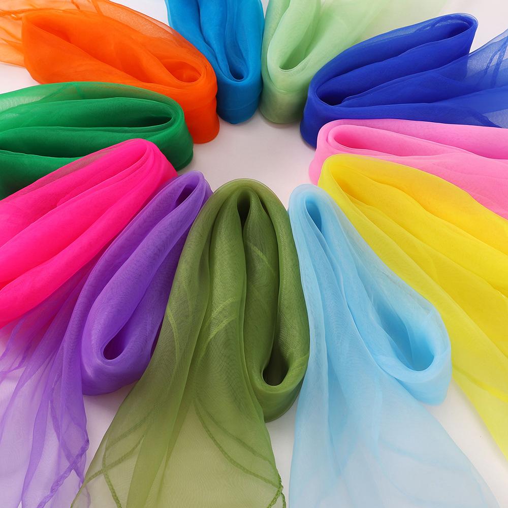 20pcs 60x60cm Gymnastics Scarves For Outdoor Game Dancing And Juggling Chiffon Towels Candy Colored Gym Towel Dance Gauze Scarf