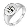 Stainless Steel 26 English Alphabet Printed Font Ring, Silver Color, Fashionable and Simple Titanium Steel Women's Ring