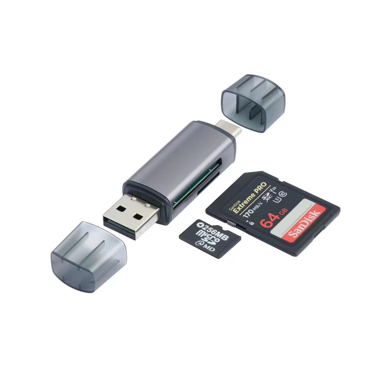 

Aluminum OTG Card Reader for Mobile and Desktop USB Transfer