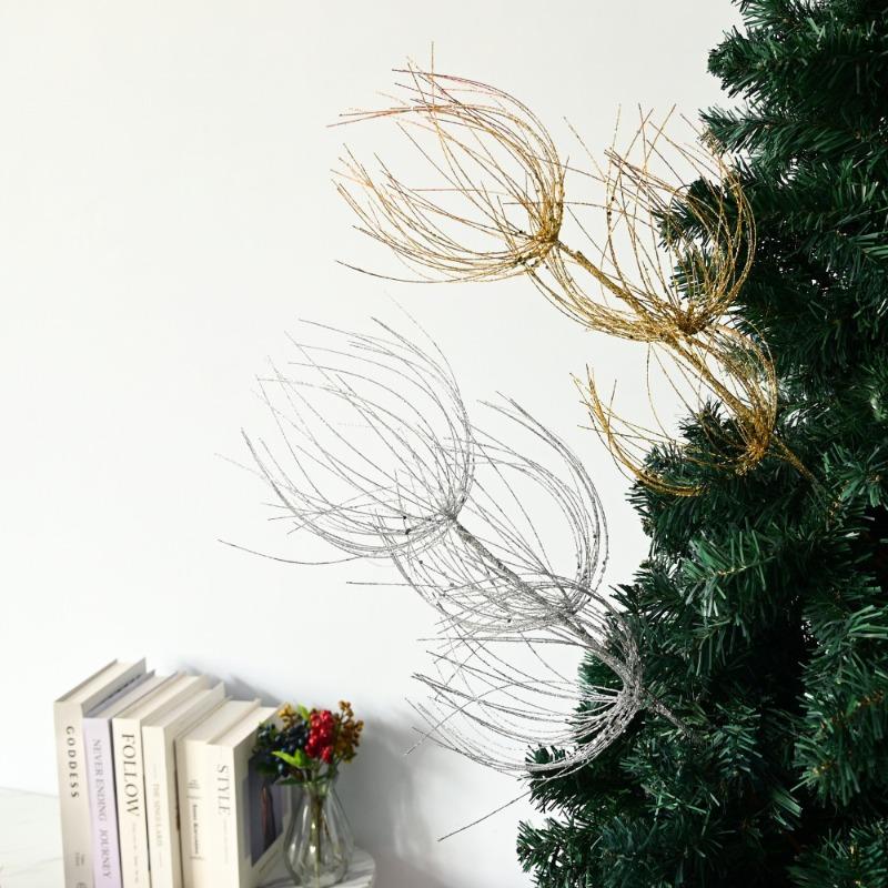 Gold Dust Christmas Sequins Dragon Willow Branch Christmas Cuttings Decorative Christmas Fireworks Cuttings Design Christmas Tree Pendant