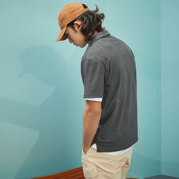 Reebok Solid Color Logo Print Knitted Polo Shirt Men tops Black 23RMS417M001