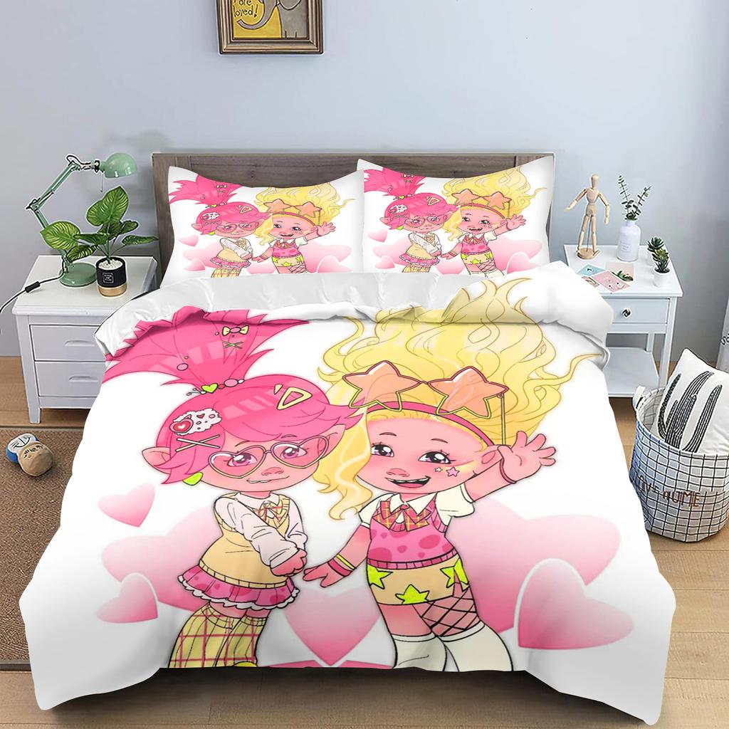 Trolls Cute Girl Printing Duvet Cover Cartoon Anime ChildrenS Bedroom Set Polyester Adult Gift 23Pcs Bedding