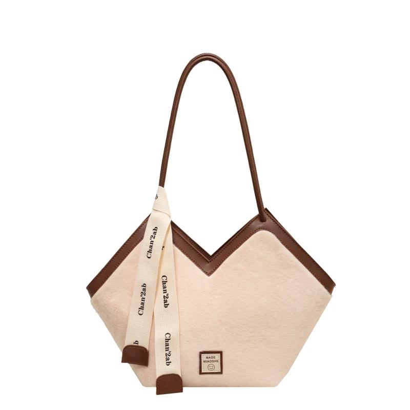 

Сумки через плечо большой емкости с внутренним карманом на молнии, высококачественные сумки для женщин, плюшевые женские сумки с застежкой-молнией на швейной нитке