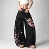 Jeans Donna Vita Alta Gamba Larga Dritti Denim Lavaggio Vintage Stile Streetwear Oversize
