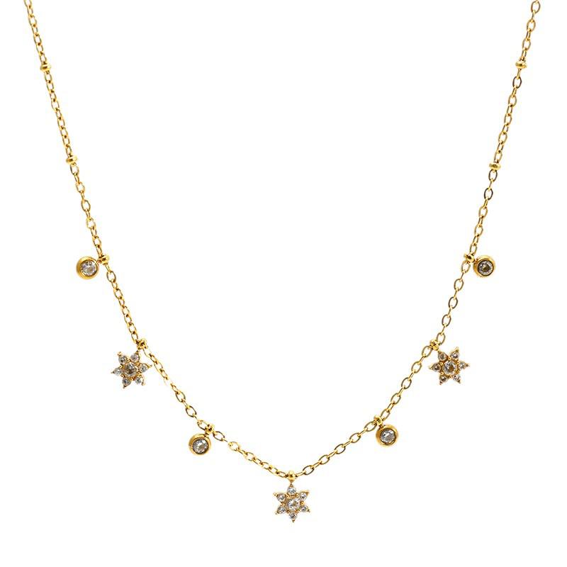 Women's Non-fading Titanium Steel Star Necklace with Rhinestones - INS Style Fashion Clavicle Chain, Light Luxury Design