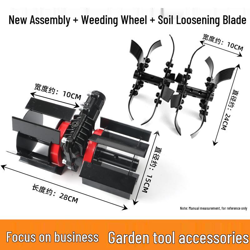 Atașament Multifuncțional de Dezburuienat cu Roată pentru Motocoasă pentru Cosit și Săpat