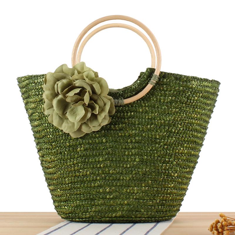 Handmade Wheat Straw Rattan Handle Bag - Versatile, Fashionable Women's Beach Tote