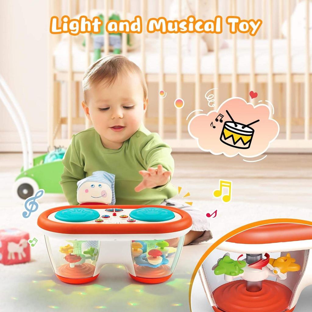 Children's Multifunctional Music Toy, Electronic Hand-played Drum, with Flashing Lights and Sound Effects, Accompany Baby's Grow