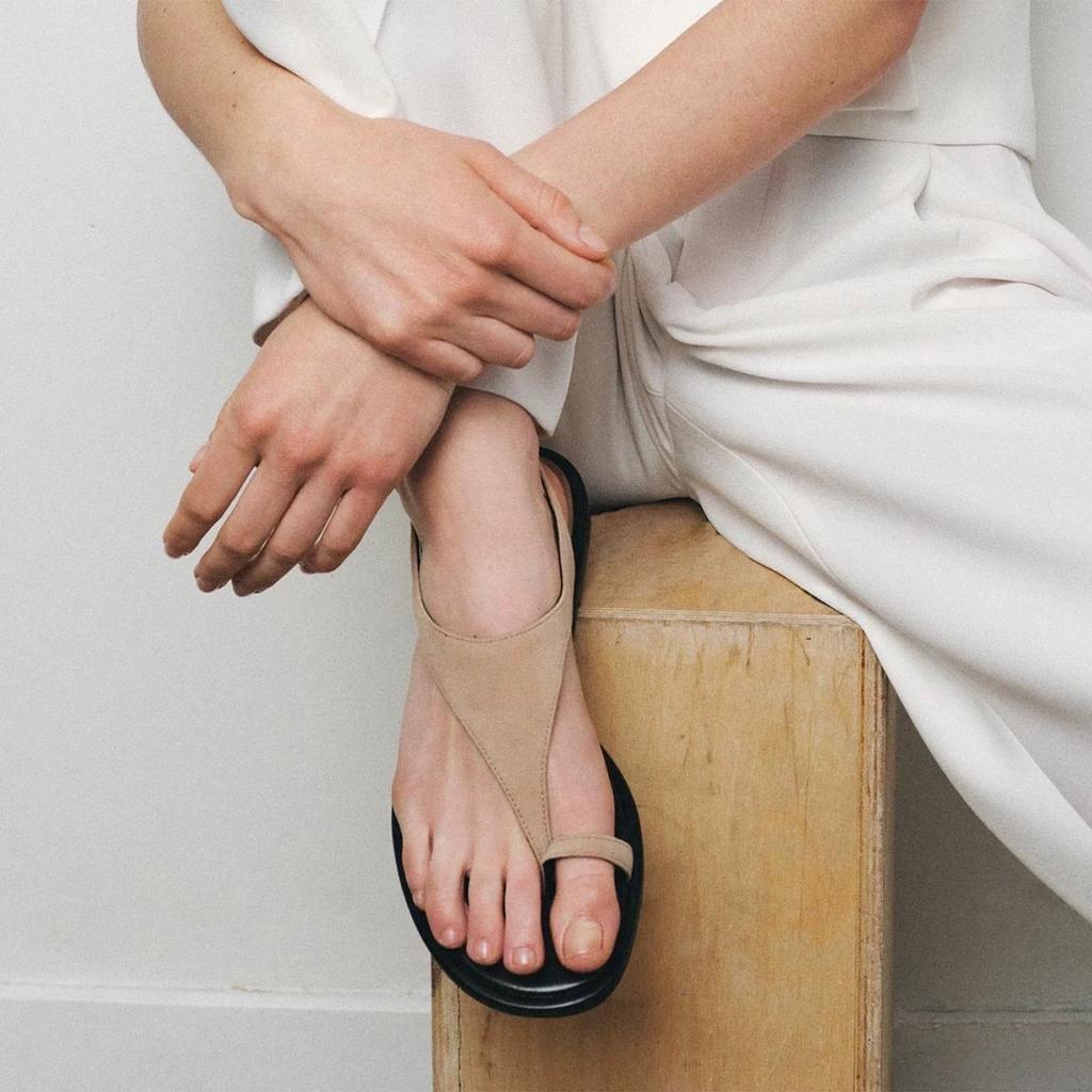 Sheepskin Version~ Retro Flat-bottomed Set of Toe Herringbone Sandals for Women's 2025 New Summer Vacation Roman Cool Slippers To Wear Outside