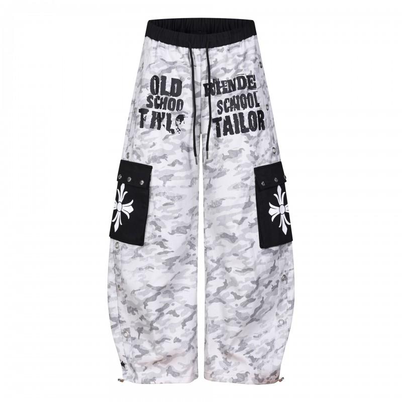 2026 American Retro Cross Camo Cargo Pants Loose Wide Leg Casual Trousers Men Women