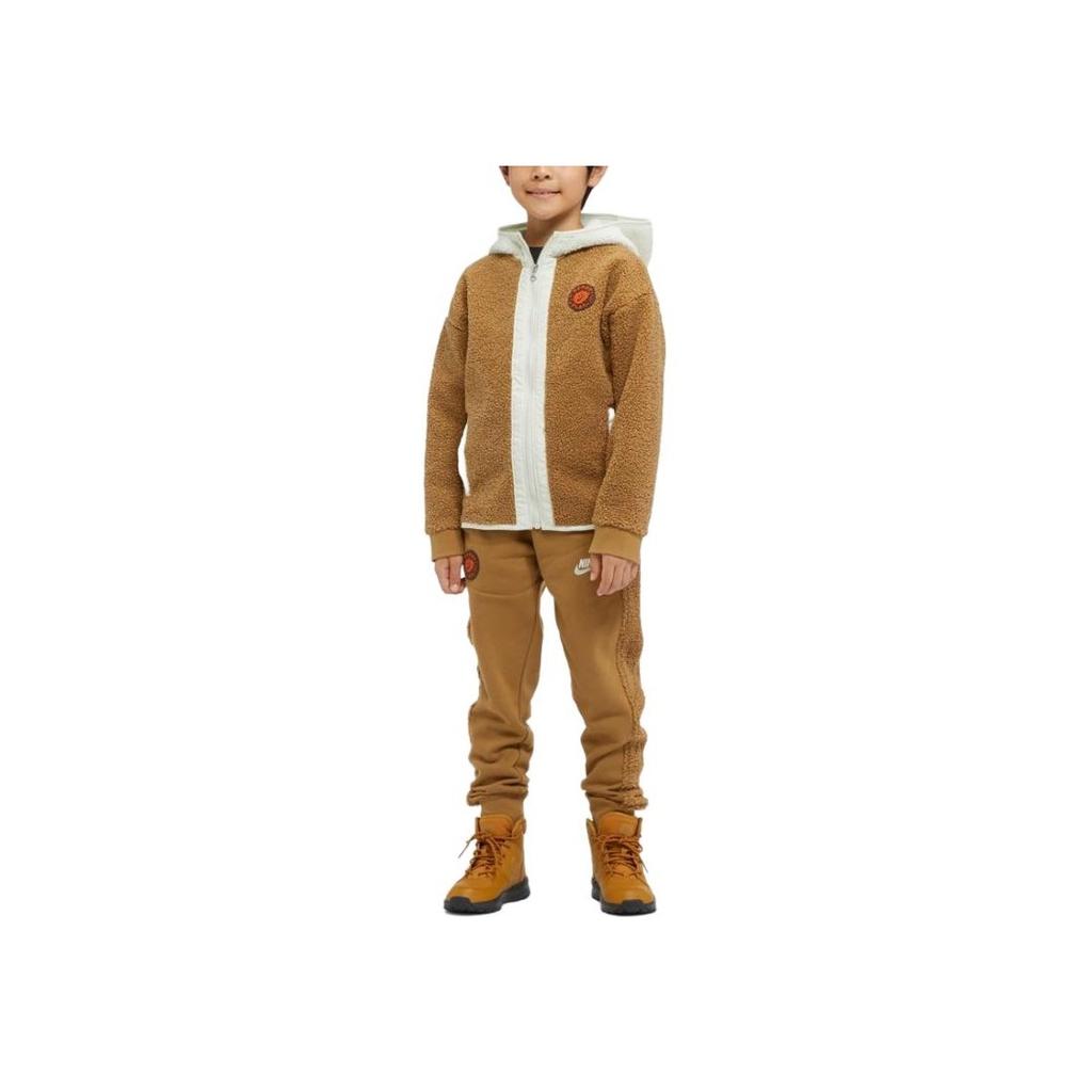 Nike Color Block Hooded Zipper Casual Jacket Kids jackets Tender-Gold FV3979-288