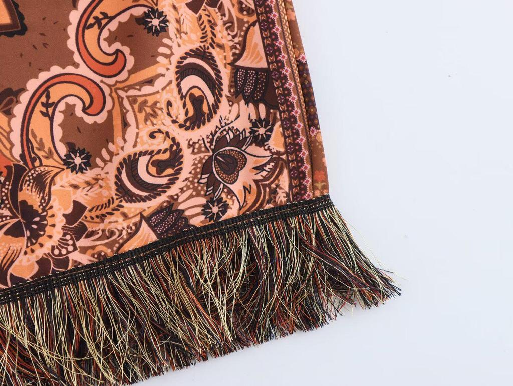 2025 Spring Strapless Tassel Dress - European & American Slim Ethnic Style for Women