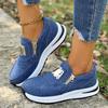 Women's Wide Width Platform Sneakers, Side Zipper Round Toe Flats, Solid Color Wholesale Shoes In Stock