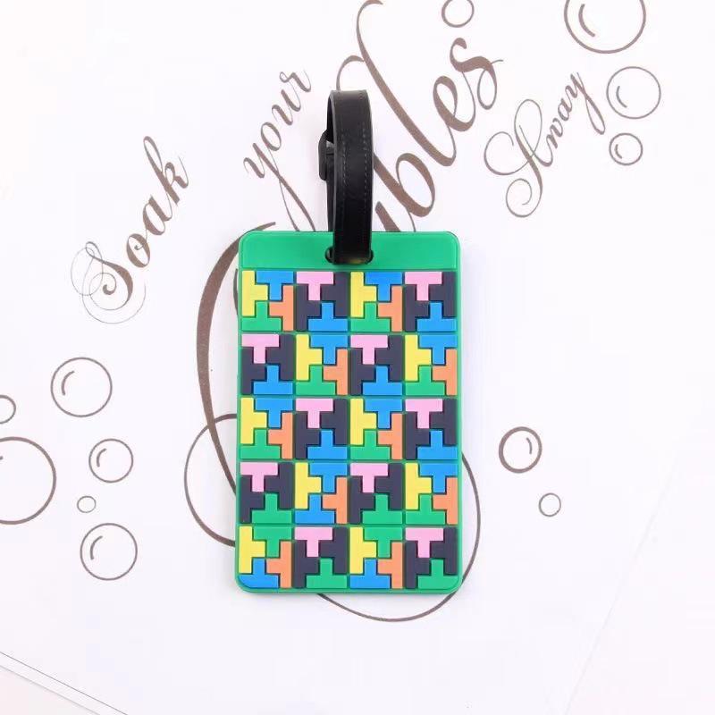 Trendy Soft Rubber Luggage Tag: Colorful Geometric Camouflage Polka Dot Pattern, Wear-Resistant & Waterproof Travel Essential.