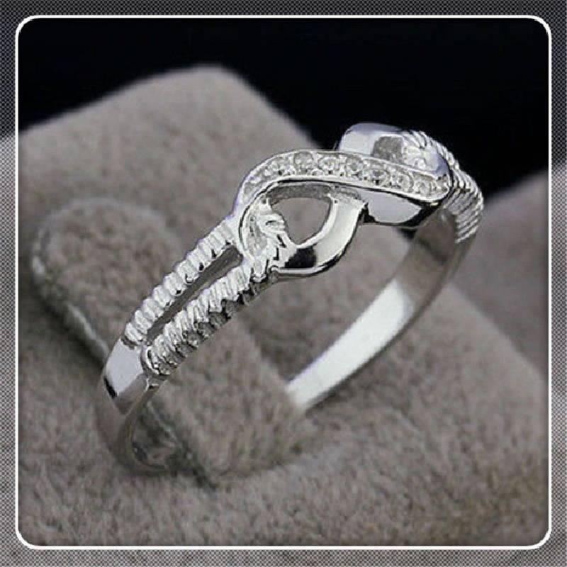 Elegant Silver Alloy Infinity Ring With Sparkling For Trendy Fashion Lovers